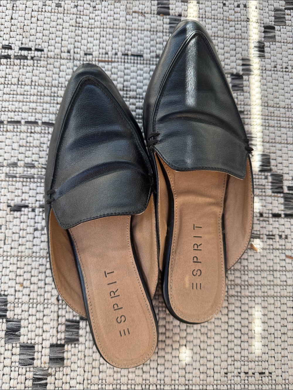 Esprit 1990s 7 Black Slip-On pointed slip flat Women's Jade Mules Loafers Esprit